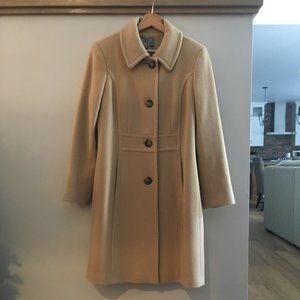 Ann Klein Wood and Cashmere Long Coat, Size 8